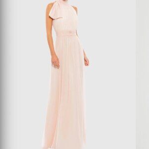 Ieena for Mac Duggal  High Neck Chiffon Gown Color: Blush Size 8 New With Tags